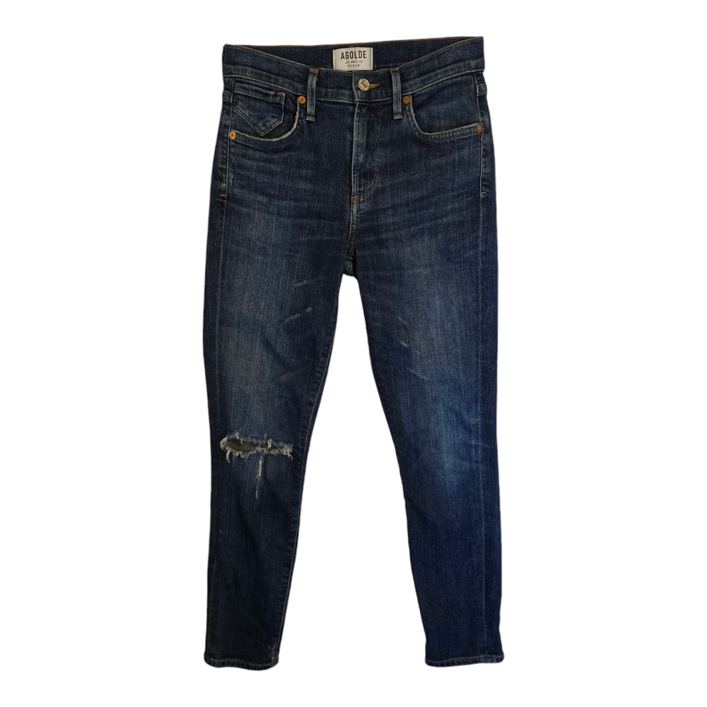 Agolde Jeans Womens Size 24 Blue Skinny Distressed Cropped Urban Casual City